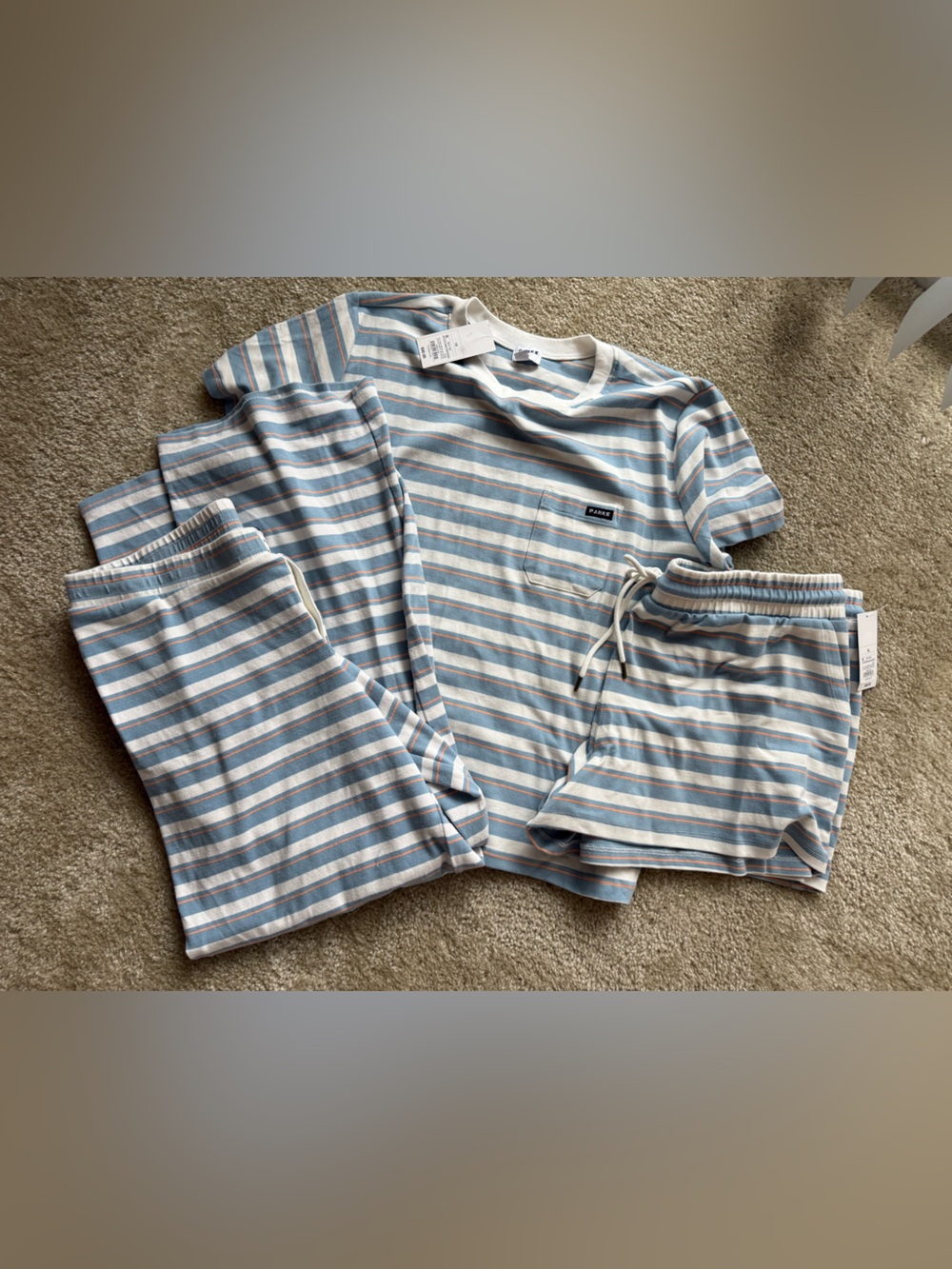 PARKE X TARGET Striped Blue and White Set -Tshirt, Short & Pants
